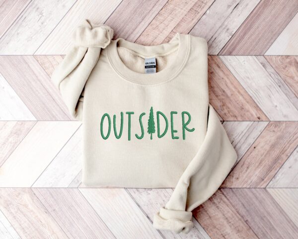 Outsider Embroidery Sweatshirt, Outsider Life Embroidery, Mountain Sweatshirt, Nature Shirt, Hiking Shirt, Trendy Outsider Tee