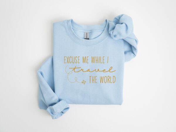 Embroidery Excuse Me While I Travel The World Sweatshirt, Embroidered Travel Vacation Shirt, Airplane Mode Long Sleeve, Adventure T-Shirt