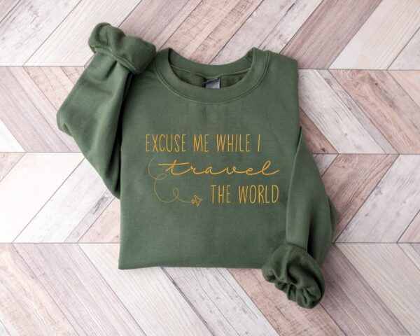 Embroidery Excuse Me While I Travel The World Sweatshirt, Embroidered Travel Vacation Shirt, Airplane Mode Long Sleeve, Adventure T-Shirt