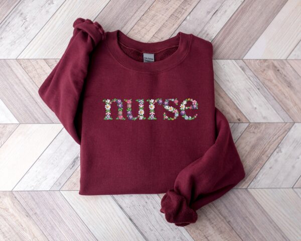 Embroidery Flower Nurse Shirt,Love Nurse Embroidery Sweatshirt,Nurse Week Embroidery Shirt,Embroidery Nurse Student Gift,Nurse Birthday Gift