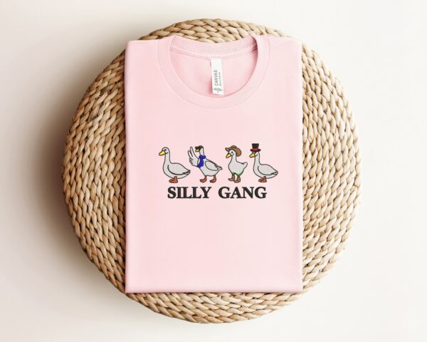 Embroidered Silly Gang Sweatshirts, Goose Bumps Embroidery Crewneck, Funny Sweatshirts, Unisex Goose Embroidered, Animal Crewneck