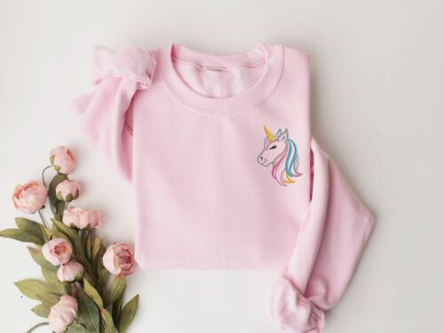 Embroidered Unicorn Sweatshirt, Embroidery Unicorn Shirt, Magical Unicorn Tshirt, Unicorn Birthday Shirt, Birthday Girl Shirt, Cute Unicorn