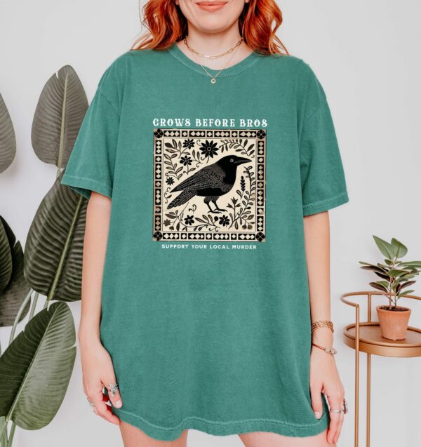 Crows Before Bros Shirt Support Your Local Murder Tee Unique Nordic Crow Graphic Shirt Bird Enthusiast Apparel Halloween Gift Dark Humor