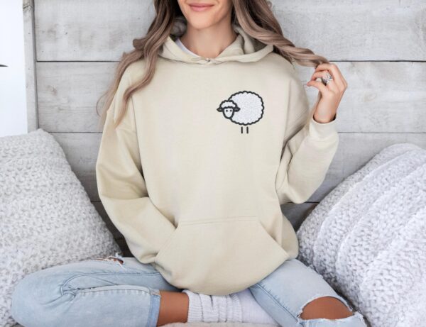 Embroidered Cute Sheep Hoodie Cozy Simple And Adorable Design Ideal Gift For Animal Lovers And Farm Fans Embroidery Hooded Sweatshirt