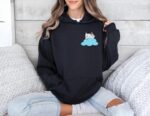 Embroidered Cute Cartoon Cat And Cloud Hoodie Adorable And Cozy Design Perfect For Cat And Animal Lovers Cat Mom Gift Embroidery Hoodie