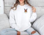 Embroidered Reindeer Hoodie Cozy And Festive Winter Style For Christmas Gift And Holiday Season Xmas Embroidery Hooded Sweatshirt Minimalist