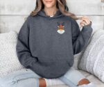 Embroidered Reindeer Hoodie Cozy And Festive Winter Style For Christmas Gift And Holiday Season Xmas Embroidery Hooded Sweatshirt Minimalist