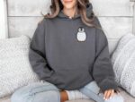 Embroidered Penguin Hoodie Adorable And Cozy Animal Lover Design Perfect For Winter And Casual Wear Embroidery Hooded Sweatshirt