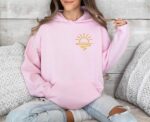 Embroidered Sun Graphic Hoodie Minimalist Sunshine Design For Cozy And Nature-Inspired Style Embroidery Hooded Sweatshirt For Men And Women