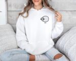 Embroidered Cute Sheep Hoodie Cozy Simple And Adorable Design Ideal Gift For Animal Lovers And Farm Fans Embroidery Hooded Sweatshirt