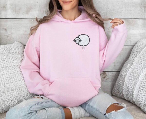 Embroidered Cute Sheep Hoodie Cozy Simple And Adorable Design Ideal Gift For Animal Lovers And Farm Fans Embroidery Hooded Sweatshirt