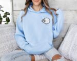 Embroidered Cute Sheep Hoodie Cozy Simple And Adorable Design Ideal Gift For Animal Lovers And Farm Fans Embroidery Hooded Sweatshirt