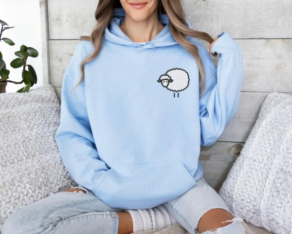 Embroidered Cute Sheep Hoodie Cozy Simple And Adorable Design Ideal Gift For Animal Lovers And Farm Fans Embroidery Hooded Sweatshirt