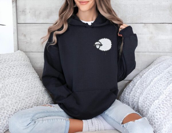 Embroidered Cute Sheep Hoodie Cozy Simple And Adorable Design Ideal Gift For Animal Lovers And Farm Fans Embroidery Hooded Sweatshirt